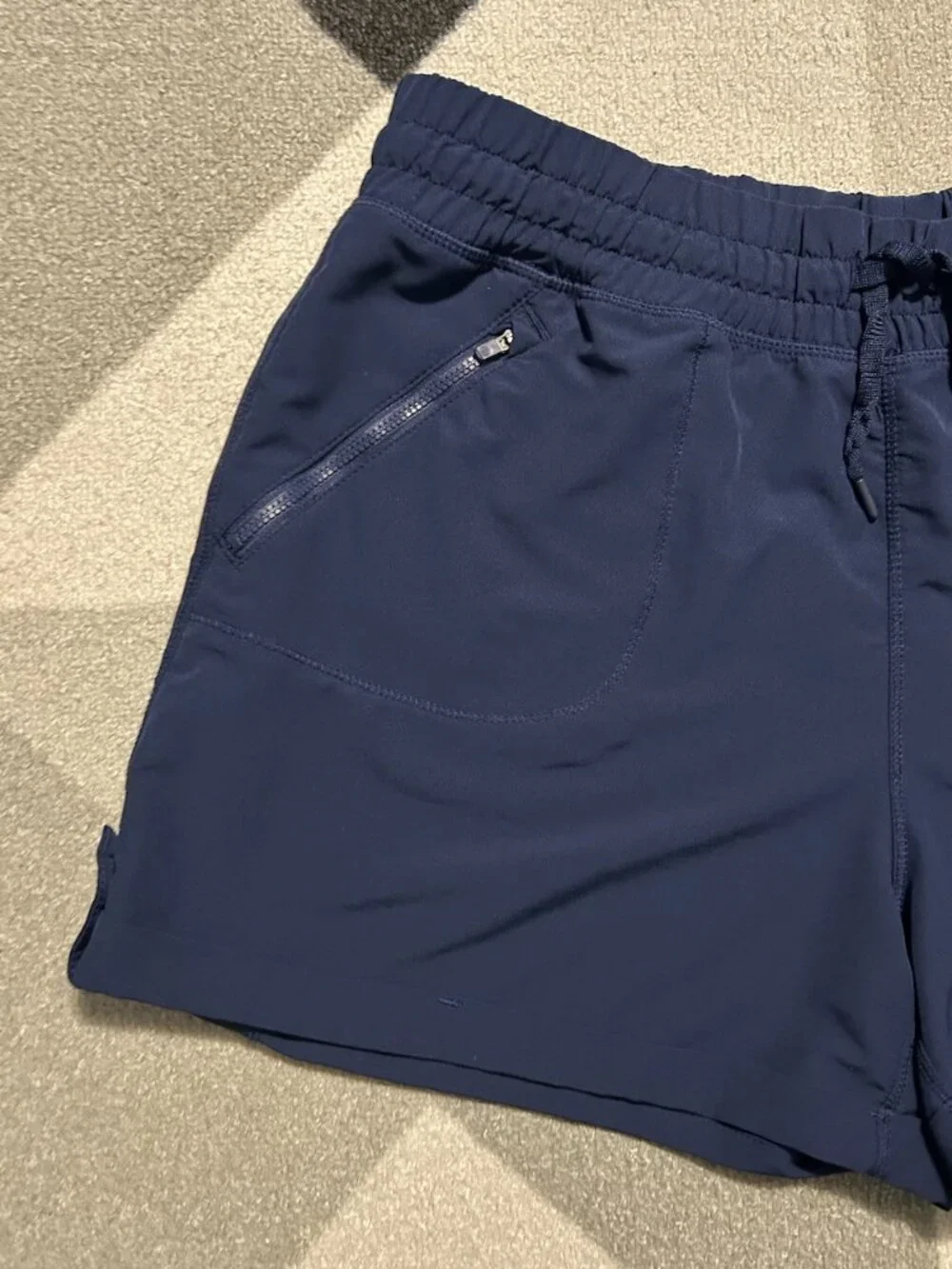 Tangerine Navy Rolled Hem Elastic Waist Running Athletic Shorts Women's Size XXL